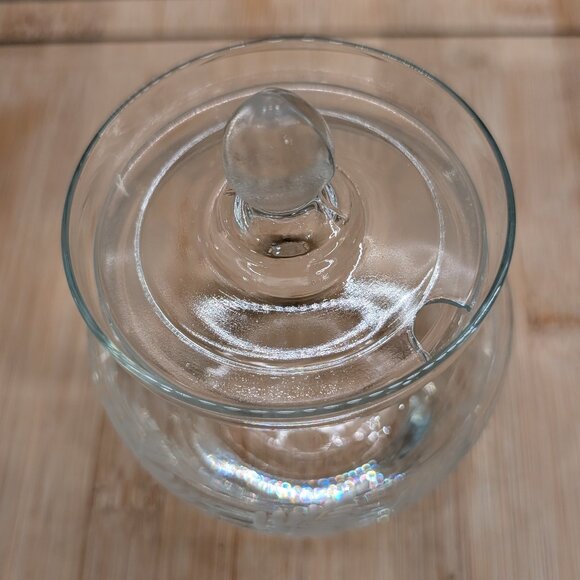 Jelly Sugar Glass Jar Decorated with Etched Leaves - Picture 3 of 7